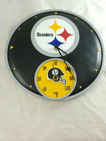 Pittsburgh Steelers NFL Ceramic Clock W/ Thermometer Cover
