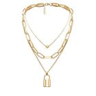 Gold Plated Layered Necklace Chain Pendant For Women/girls Fashion Frill Trendy