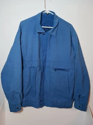 Vtg Trader Bay Bomber Jacket Mens Sz XL Tall Blue Full Zip Snaps - Image 1 of 4