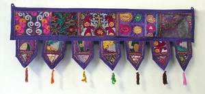 Indian Vintage Patchwork Toran Purple Handmade Door Hanging Window Art Boho - Picture 1 of 4