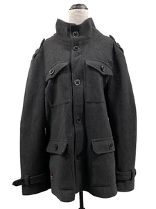 Unit Elite grey thick zip button-up trench coat jacket size 2XL - Picture 1 of 9