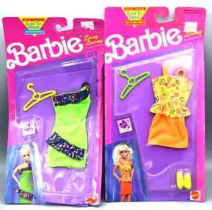 Barbie Easy Living Kleidung versiegelt Aufhänger neongrün Kleid orange funky Mode - Bild 1 von 3