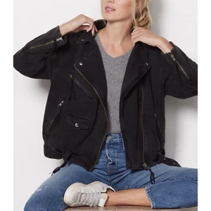 Chaqueta Moto Tejida Free People Rebel XS Cremallera Negra Grunge Talla Grande We The Free - Imagen 1 de 17
