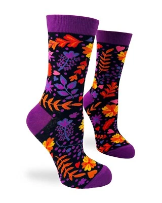 Calcetines Fabdaz Otoño Floral Brillante Otoño Diseño Estampado Para Mujer Vibrante Crew Novedad Foto 1 de 4