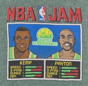 Homage NBA Jam Shirt Mens Small Shawn Kemp Payton Seattle SuperSonics Adult A53 - Picture 1 of 9