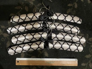 Lot of 4 Vintage Padded Fabric Clothing Hangers 14.5" - Picture 1 of 4