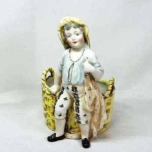 Hal-Sey Halsey Fifth Figural Basket Planter Japan Vintage Boy Figurine Vase - Picture 1 of 7