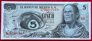 1971 Mexico 5 Pesos La Corregidora Queretaro UNC SERIE PREFIX - Picture 1 of 2