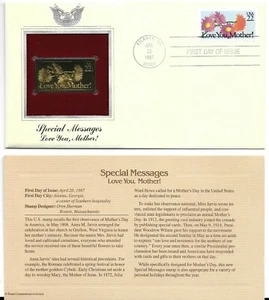 Special Messages-Love You Mother-1st day issue-Golden Replica - Picture 1 of 1