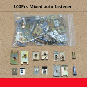 100 x Mixed U Type Metal Clips Car Body Panel Bumper Fixed Fender Fastener Screw - Picture 1 of 5