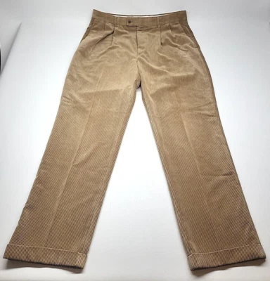 Pantalones de pana para hombre 36x32 Louis Raphael a medida mezcla de poliéster plisados puños Foto 1 de 4