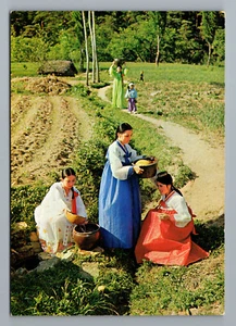 Korean Farming Village Traditional Women Postcard South Korea 1960s - Picture 1 of 2