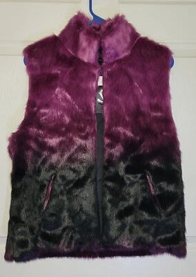 Chaleco sin mangas Cejón Ombre (púrpura/negro) suave de piel vegana para mujer talla mediana Foto 1 de 4