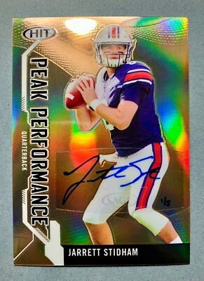 2019 Jarrett Stidham Sage Hit Peak Performance 1/5 Auto Card # PKA-JS2 - Image 1 of 3