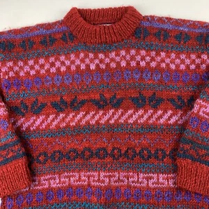 VTG Nomadic Traders Nepal Wool Sweater Womens Large Cottage Core Faire Isle - Picture 1 of 8