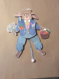 Vintage Midwest Pull String Puppet Wood Toy Easter Bunny - Picture 1 of 4