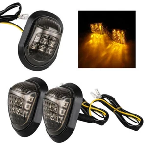 2x 12V Amber Motorcycle 9 LED Flush Mount Turn Signals Indicators Blinker Light - Picture 1 of 9
