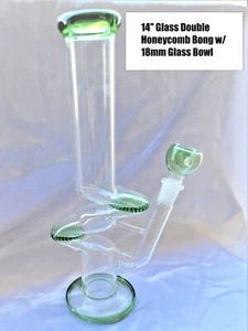 14" Z Form Doppel Waben Perkolator Bong mit 18mm Schüssel (Asst. Farben) - Bild 1 von 2