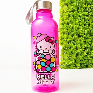 Sanrio Hello Kitty Sport Water Bottle 30oz Pink Transparent With Metal Cap New - Picture 1 of 7