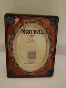 Photo Frame Southwestern Or Morrocan 7.25"×9" Fits 5"×7" Oval Opening Mistral - Picture 1 of 3
