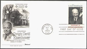 First Day Cover USA 1969 HONORING 34th PRESIDENT DWIGHT DAVID EISENHOWER Abilene - Picture 1 of 1