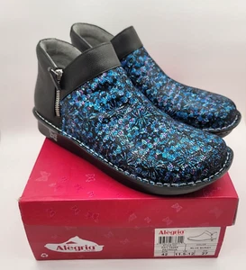 Alegria Ankle Boots/Metallic Blue-Burst/Double Zip/PG Lite Size 11.5-12 NIB New! - Picture 1 of 16