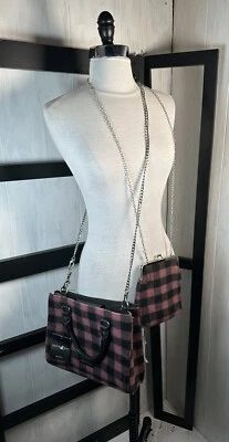 Nanette Lepore Matching Satchel & Crossbody Pink Buffalo Check BAGS, BNWT, Gift! - Image 1 of 4