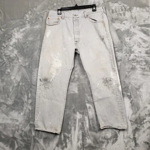 Jeans Levi’s 501 Button Fly para hombre 34x25 gris claro hechos en EE. UU. desgastados grunge - Imagen 1 de 14