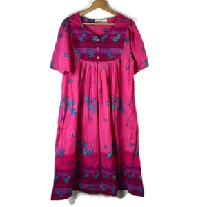 VTG Loungees Womens Midi Patio Dress Size XL Pink Floral House Dress Mumu - Picture 1 of 14