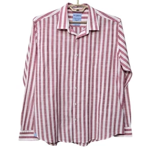 Mens Slub Cotton Button Up Shirt 4XL Stripe Nautical Coastal Luxury Fisherman - Picture 1 of 8
