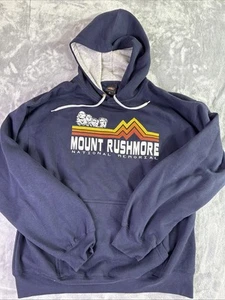 Vintage Mount Rushmore Hoodie Mens XL Blue Sweatshirt National Park Logo Sweater - Picture 1 of 6