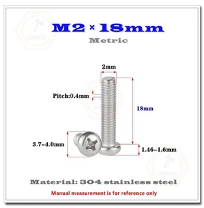 Tornillo pequeño electrónico con cabeza de sartén Phillips 304 de acero inoxidable M2x18 mm 1000 un. - Imagen 1 de 1