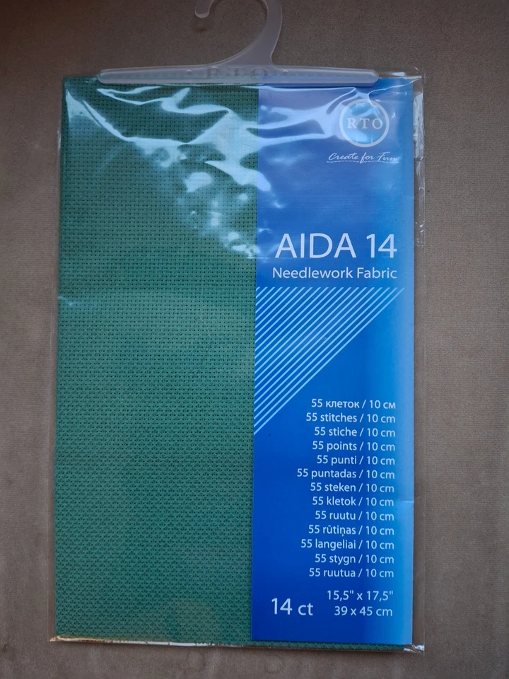 Cross Stitch Aida CHRISTMAS GREEN 14 Ct  size 15.5" x 17.5" New by RTO - Image 1 of 1