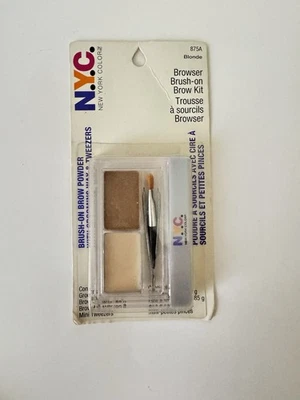 NYC BROWSER Brush On Eye Brow Powder With Grooming Wax & Tweezers ~ 875A BLONDE - Image 1 of 2