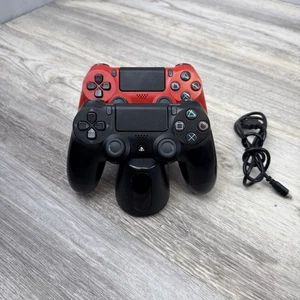 Controller Sony PS4 rosso e nero OEM originale DualShock 4 PlayStation 4 con dock - Foto 1 di 6