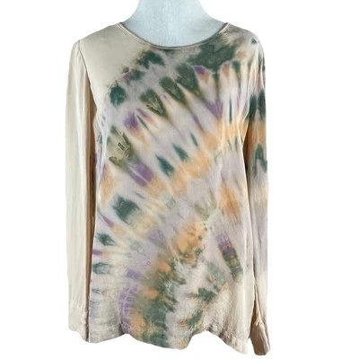 Blusa de Seda Raquel Allegra Tie Dye Arte para Usar Talla 1 Pequeña EE. UU. Desnuda Neutra  Foto 1 de 4
