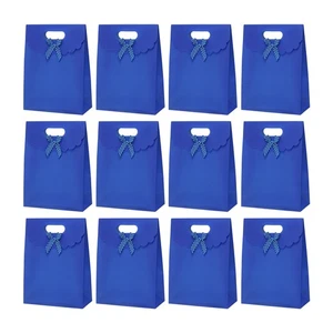12 piezas bolsas de regalo 6,5 x 2,4 x 5 pulgadas bolsa de envoltura de regalo con asas de cinta de lazo azul - Imagen 1 de 7