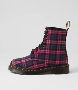 New Dr Marten 1460 8 Eye Boot Pink Multi Tartan Fabric Lace Up Boots Pink Mul... - Picture 1 of 5