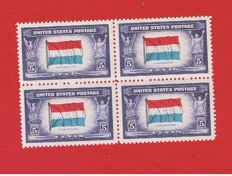 #912   MNH OG  block of 4 Luxembourg  Overrun Countries  Free S/H - Image 1 of 1