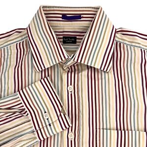 Paul Smith Dress Shirt Men's 15.5-33 Oxford Multicolor Striped Made in Italy