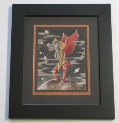 战神绘画插图原版签名政治讽刺冲浪太空复古 — 第 1/4 张图片