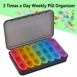 1x Weekly Pill Box Organizer 3 Times a Day Pill Organizer Case Medicine Portable - Picture 1 of 9