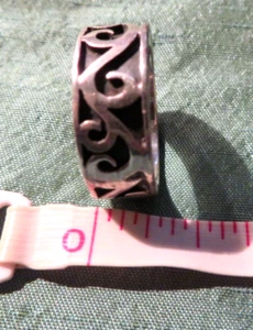 Vintage Sterling Oxidized Band Ring Scroll Design Size 8.5 Solid - Picture 1 of 5