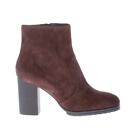 TOD'S women shoes Dark brown suede leather ankle boot with zip closure