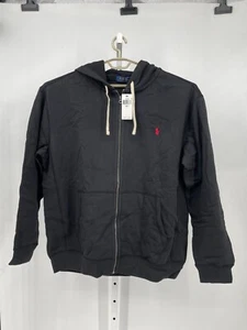 Polo Ralph Lauren Mens Hoodie Polo Black Full Zip Drawstring Tie Kangaroo Pocket - Picture 1 of 6