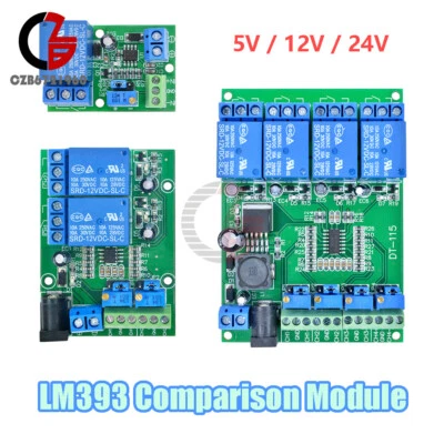 DC 5/12/24V LM393 Comparator 1/2/4Channel Voltage Comparator Module Relay Switch - Image 1 of 4