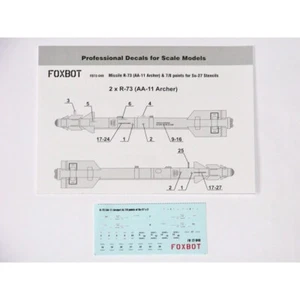FOXBOT 72-049 Scale 1:72 Decals Soviet Missile R73 7/8 points for Su-27 Stencils - Picture 1 of 24