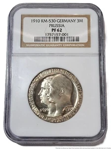 NGC PF 62 Proof 1910 KM 530 Germany 3 Mark Prussia Silver Coin - Picture 1 of 4