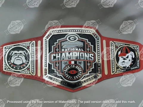 Georgia Bulldogs Back To Back National Championship Belt Adult Size 2mm Brass Cover