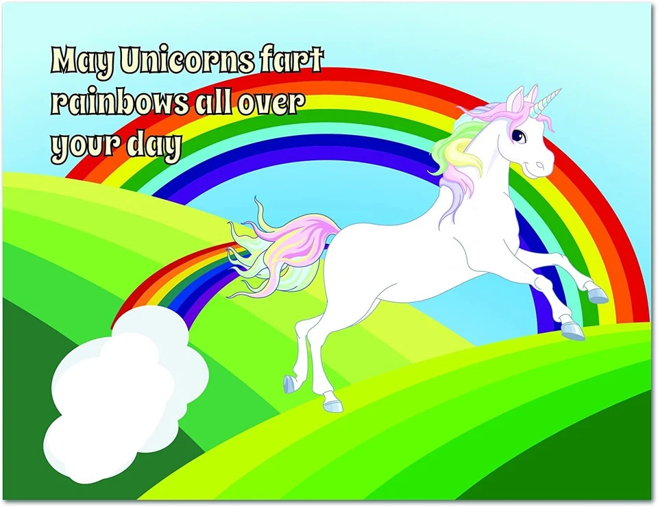 Tarjetas arco iris unicornio-en blanco interior con sobres-5,5"x4,25"-12 o 24 paquetes Foto 1 de 2